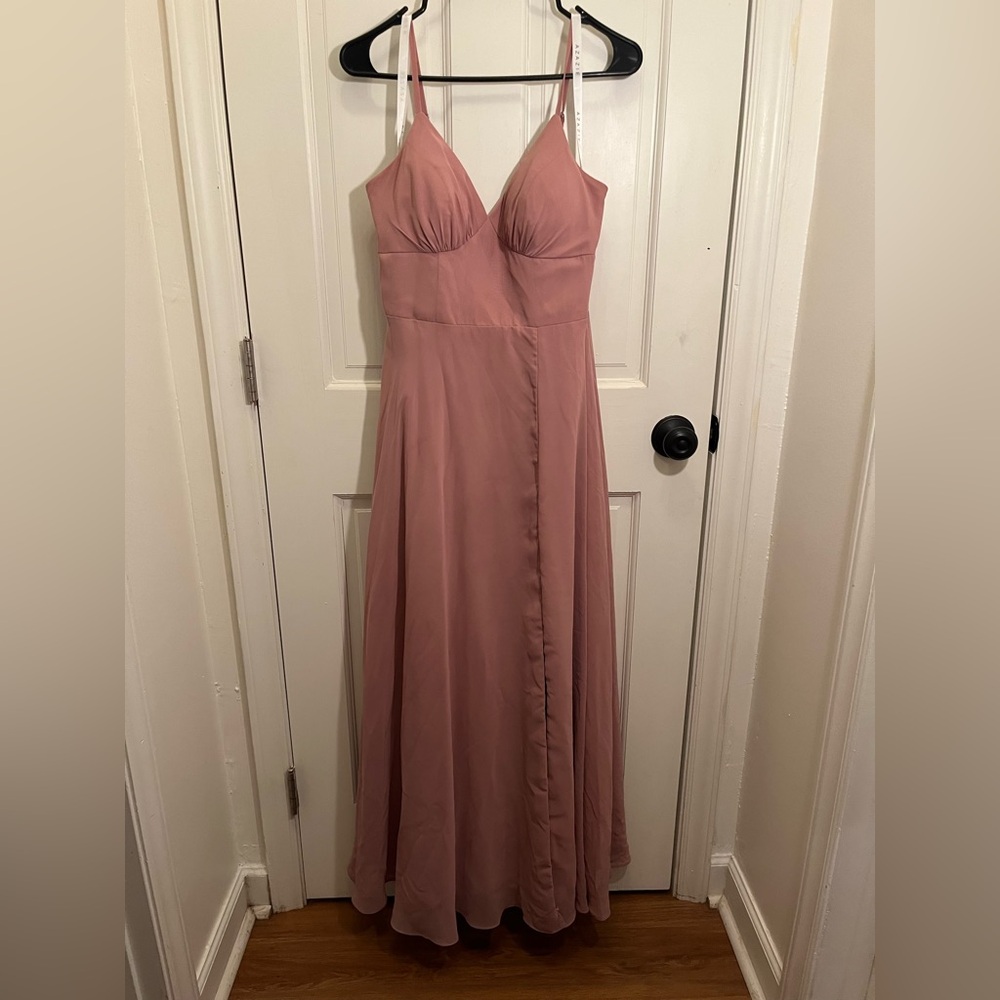 azazie bridesmaids dress in dusty rose custom size (measurements shown last pic)